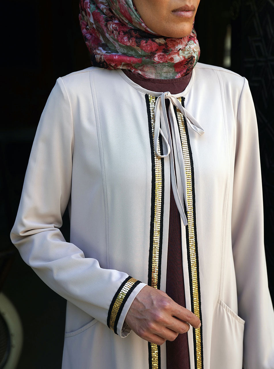 Gold Trim Open Abaya